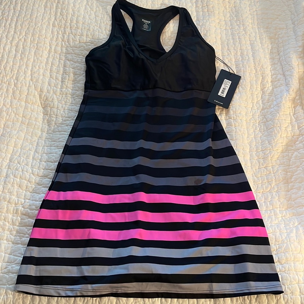 K-DEER  signature stripe racer back dress small